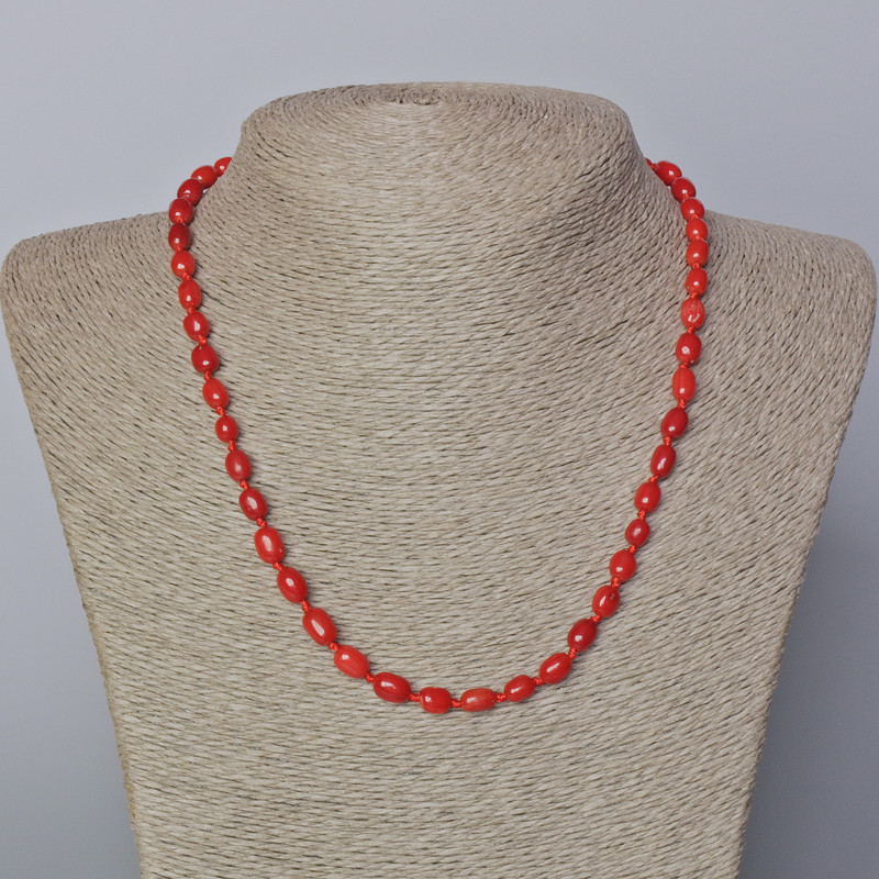 Coral Necklace Natural Beads, 5×8mm diameter, length 45-49cm