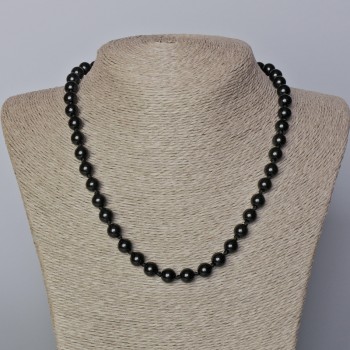 Agate Bead Necklaces Black (unpolished) smooth round beads, diameter 8 mm±, length 45-48 cm±
