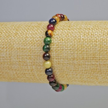 Bracelet Cat's Eye Assorted Natural Stone Smooth Beads, diameter 6.5mm± (stretch), length 18cm+