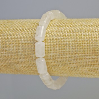 Bracelet Mountain Crystal natural stone cylinder, diameter 8×14mm± (stretch), length 18cm+