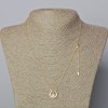 Xuping Chain, 18K Plating, 1mm Thick with White Crystal Pendant and Bead, 12x13mm ±, Length 46-51cm ±