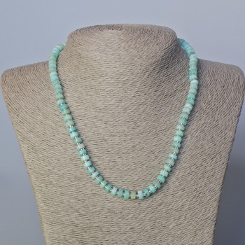 Amazonite Bead Necklace with natural stone, disc beads 6x3 mm, length 45-47 cm