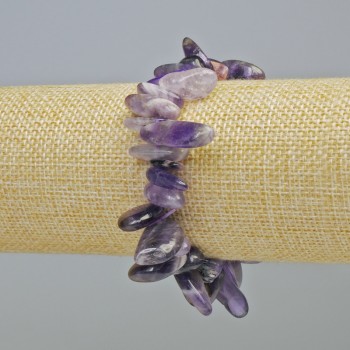 Amethyst and Charoit Natural Stone Bead Bracelet "needle", 18x4 mm ± (stretch), length 18 cm+