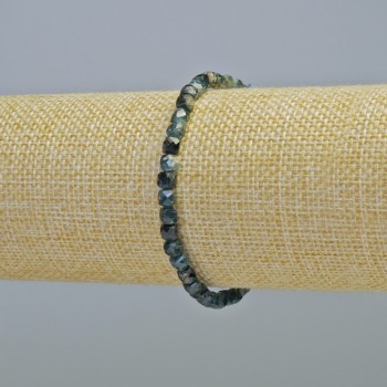 Bracelet Blue Turmaline Indigolite Natural Gemstone Faceted Cube, 4mm+- diameter, 18cm+ (stretch)