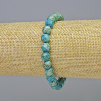 Bracelet Blue Jasper (synthetic) smooth ball, diameter 8mm± (stretch), length 18cm+