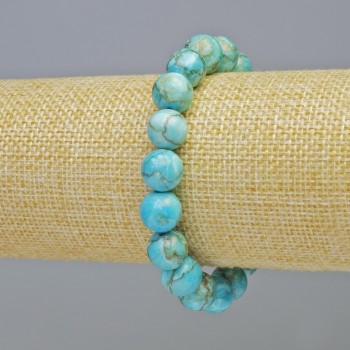 Blue Jasper Bracelet (Synthetic) smooth round beads, diameter 10.5mm± (stretch), length 18cm+