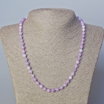 Kunzite Bead Necklace (piece) smooth round beads, diameter 6mm±, length 45-51cm±