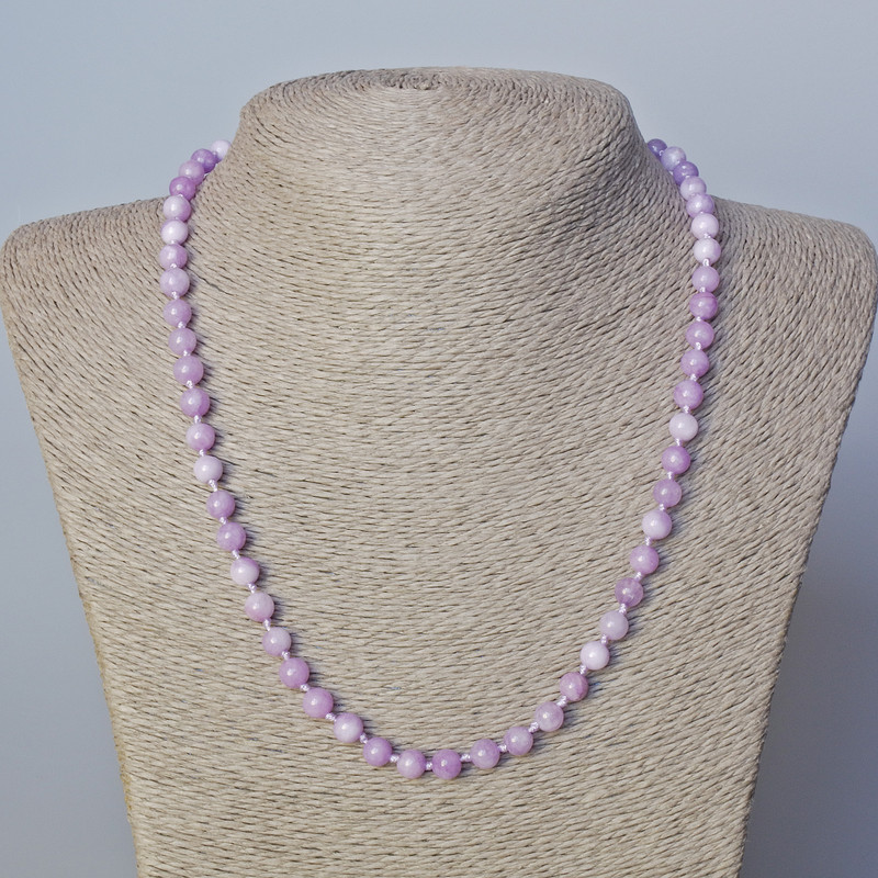 Kunzite Bead Necklace (piece) smooth round beads, diameter 6mm±, length 45-51cm±