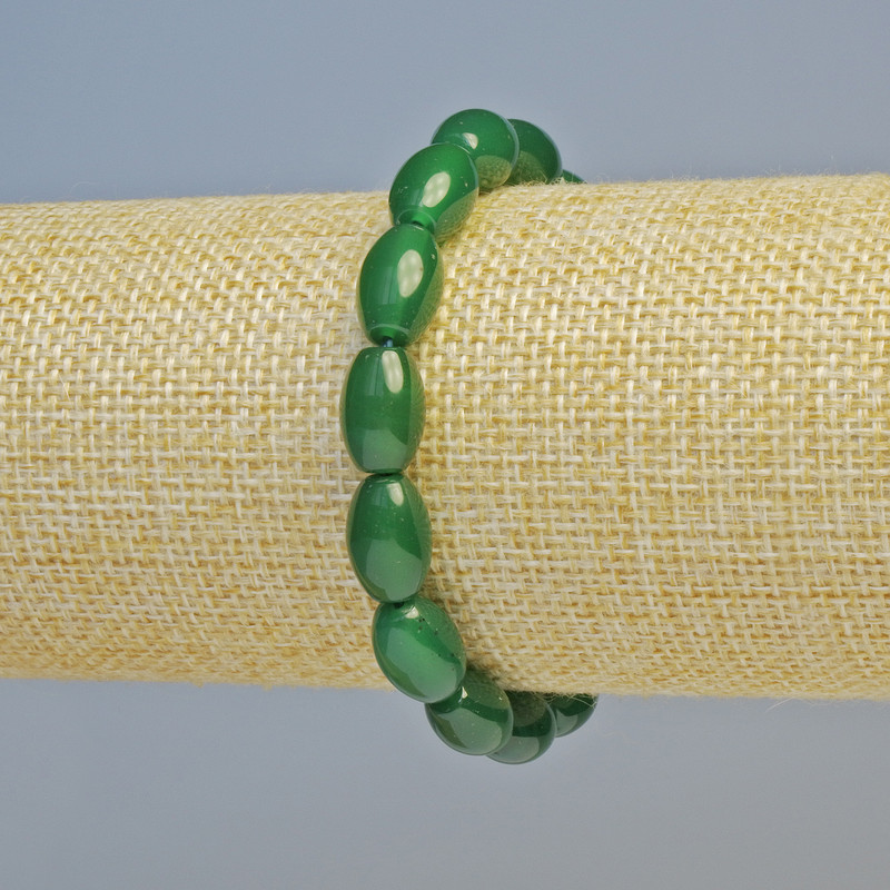 Bracelet Chrysoprase natural stone oval, diameter 8×12mm ± (stretch), length 18cm+