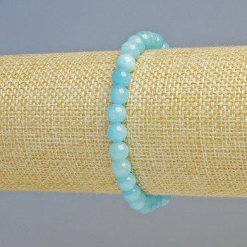 Aquamarine Bracelet (plastic acrylic beads) smooth round beads, diameter 6.5mm± (stretch), length 18cm+