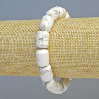 Bracelet Howlite natural stone cylindrical, diameter 10×14mm± (stretch), length 18cm+