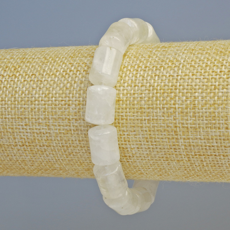 Bracelet Mountain Crystal natural stone cylinder, diameter 10x14mm± (stretch), length 18cm+
