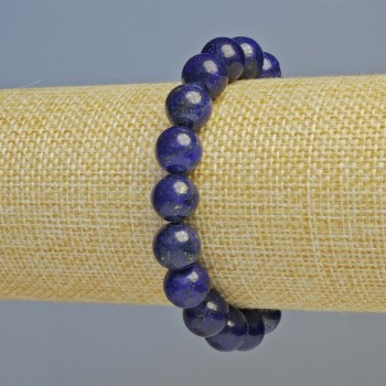 Bracelet Lapis Lazuli natural stone smooth bead, diameter 10mm± (stretch), length 18cm+