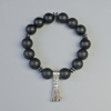 Shungite Bracelet (piece) smooth bead, diameter 12mm±, stretchy, length 18cm± with hematite inlays