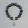 Shungite Bracelet (piece) smooth bead, diameter 12mm±, stretchy, length 18cm± with hematite inlays