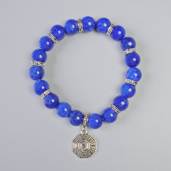 Lapis Lazuli Bracelet (artificial acrylic) smooth bead, diameter 10.5mm± (stretch), length 18cm± with metal inserts
