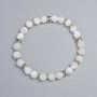 Bracelet Pearlescent Pearl Smooth Bead, diameter 7.5mm± (stretch), length 18cm± with metal insets
