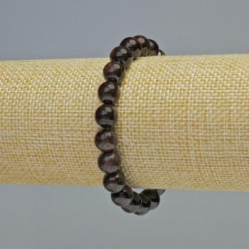 Bracelet Garnet natural stone smooth bead, diameter 12.5mm± (stretch), length 18cm+