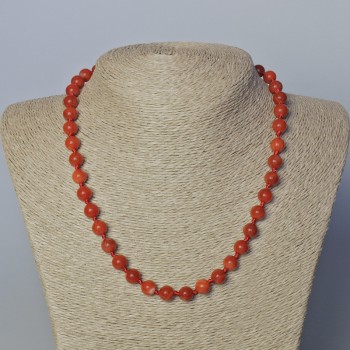 Carnelian Bead Necklace Natural Stone Round Bead Ø 8mm, Length 45-46 cm