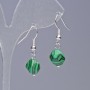 Malachite Earrings (raw/pressed) Multifaceted, diameter 8.5x10mm±, length 31mm±