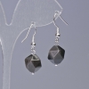 Earrings with Silver Obsidian Natural Stone Multiradiate, diameter 10x12mm+-, length 32mm+-