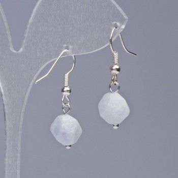 Aquamarine Earrings Natural Stone Faceted, diameter 9x10mm ±, length 31mm ±