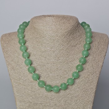 Necklace Jade natural gemstone smooth bead, diameter 12mm+-, length 45-48cm+