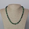 Necklace with Green Cat's Eye Natural Stone, Smooth Beads, 8.5mm diameter, length 45-48cm