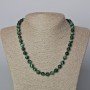 Necklace with Green Cat's Eye Natural Stone, Smooth Beads, 8.5mm diameter, length 45-48cm