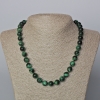 Necklace with green cat's eye natural stone smooth beads, diameter 10.5mm, length 45-48 cm