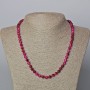 Red Cat's Eye Bead Necklace, Natural Stone, Smooth Round Beads, 6.5mm diameter, length 45-49cm