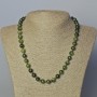 Diopside Necklace with natural stone smooth beads, diameter 9mm ±, length 45-49cm ±
