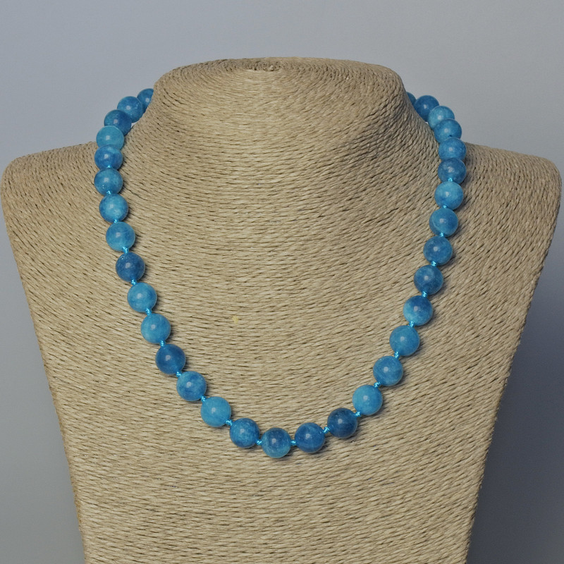 Apatite Necklace Natural Stone Smooth Bead, diameter 10mm±, length 45-47cm±