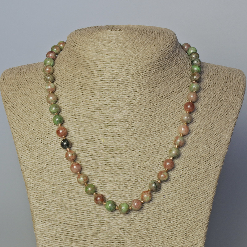 Watermelon Garnet Necklace, natural stone, smooth beads, diameter 8.5mm±, length 45-49cm±