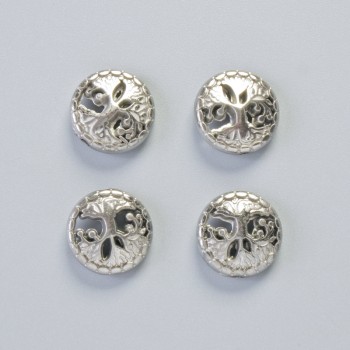 Hematite Bead "Tree" color silver, diameter 12.5×4.5mm± (4 pcs)