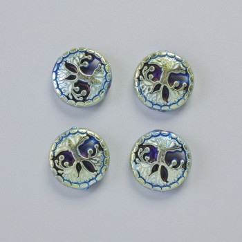 Hematite Bead "Tree" holographic color, diameter 12.5×4.5mm± (4 pcs)