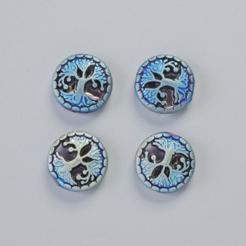 Hematite Bead "Tree" matte chameleon color, diameter 12.5×4.5 mm± (4 pcs)