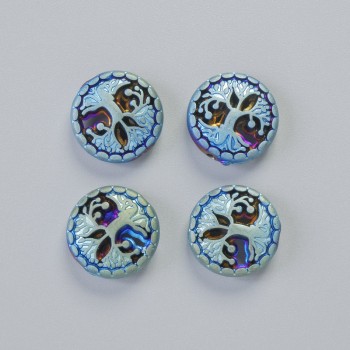 Hematite Bead "Tree" matte chameleon color, diameter 12.5x4.5mm± (4 pcs)