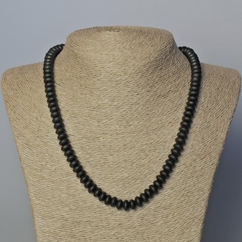Shungite Bead Necklace (single) Smooth Rondelle, diameter 8x5mm, length 45-49cm