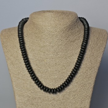 Shungite Bead Necklace (stone) Smooth Rondelle, diameter 10x4.5 mm, 45-49 cm length