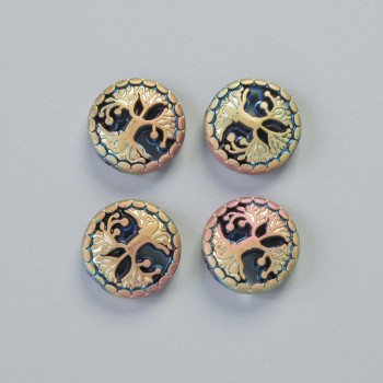 Hematite Bead "Tree" matte chameleon color, diameter 12.5×4.5 mm± (4 pcs)