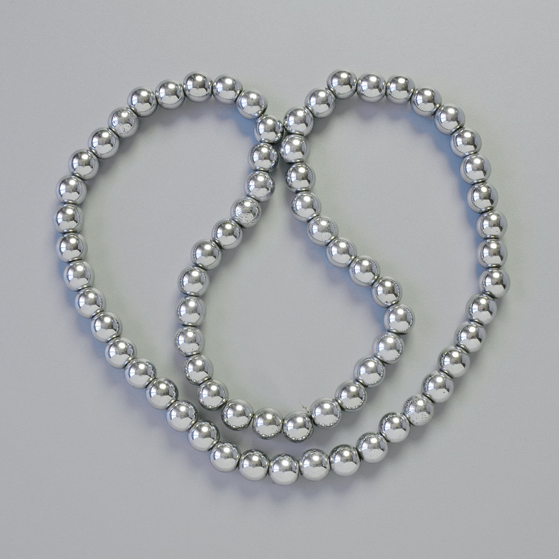 Hematite AAA Smooth Ball Beads Silver Color, 6mm diameter ±, 42cm length ± on thread