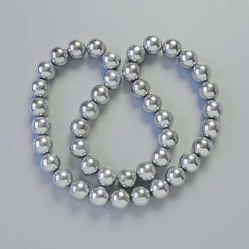 Hematite AAA Beads Silver Color 10mm Ø, 42cm+ length on thread
