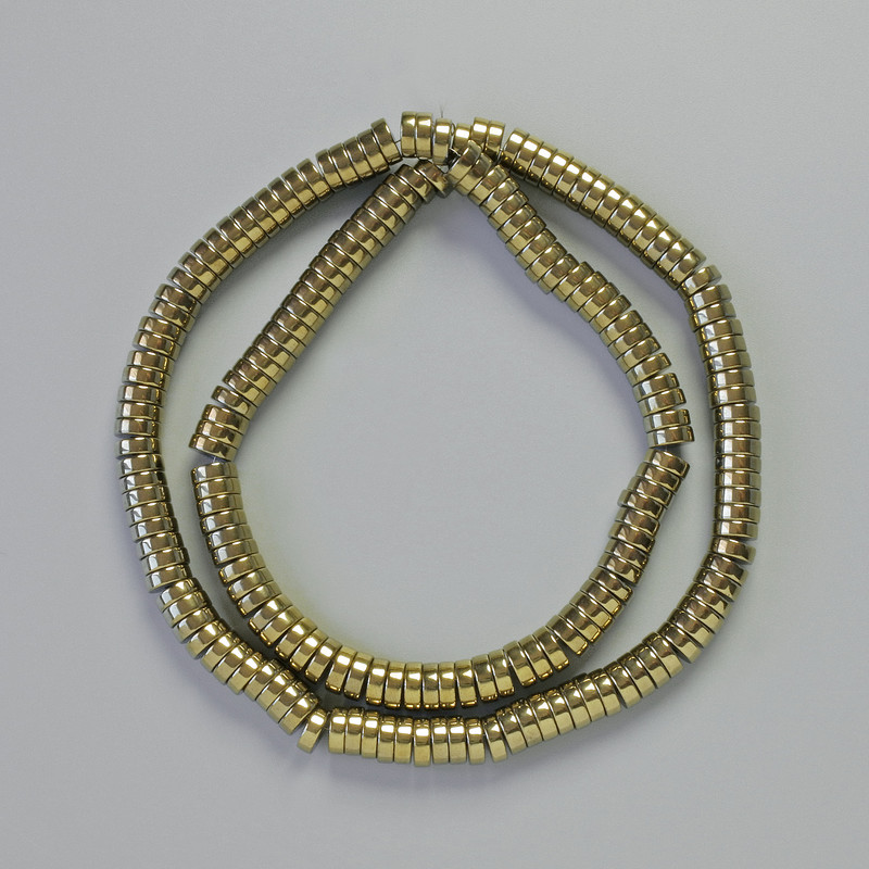 Hematite Beads Bronze Rondelle 6x2mm+, length 42cm on thread