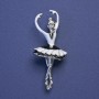 Brooch-Pendant Ballerina black and white enamel silver tone metal 24x58mm+