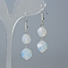 Moonstone Multifold Diamond Earrings, diameter 10×9 and 12×11 mm, ±, length 4 cm ± with ear wires