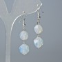 Moonstone Multifold Diamond Earrings, diameter 10×9 and 12×11 mm, ±, length 4 cm ± with ear wires