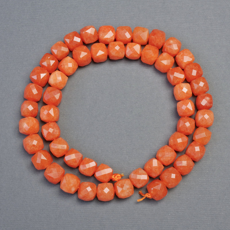 Jade Beads Made of Natural Jade, Machan Faceted Cube, diameter 7x7mm, length 37cm