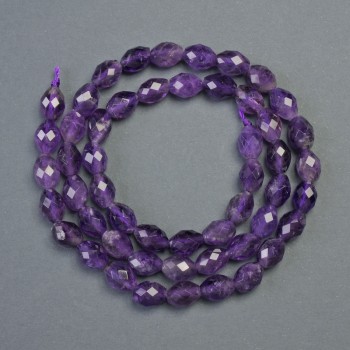 Amethyst Beads - Natural Stone Bead, Briolette Cut, 6x8 mm, 39 cm on Thread