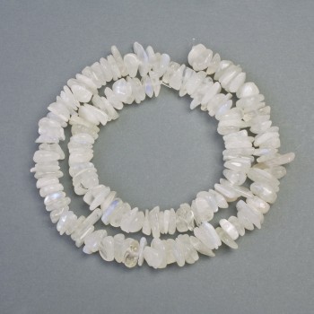 Adularia Beads, natural Moonstone chip, 8x2 mm diameter, 40 cm length on thread